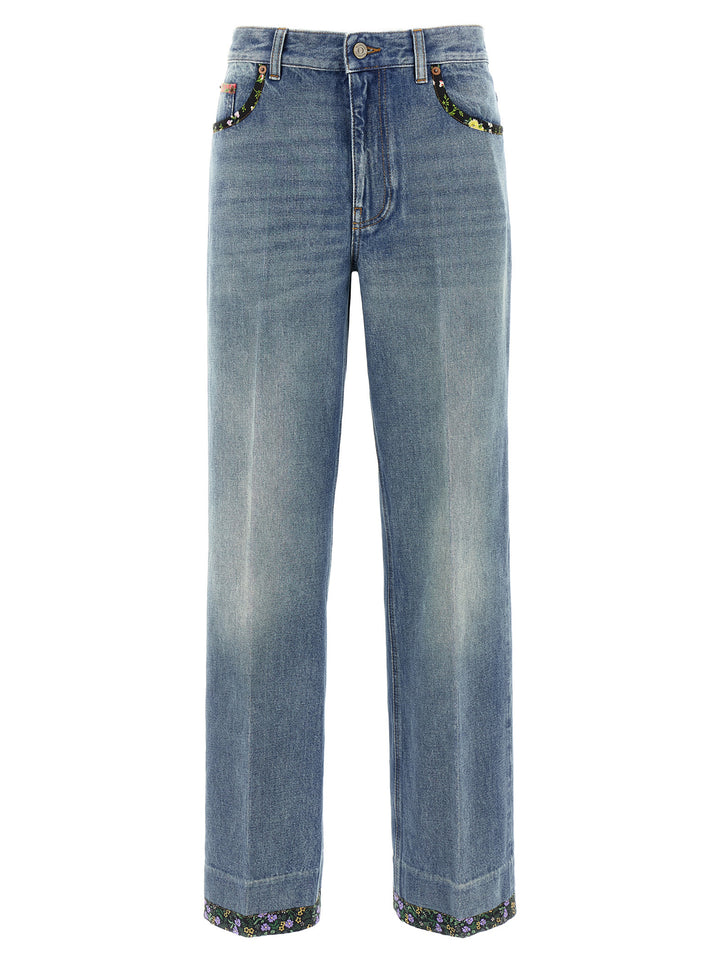 Valentino Garavani Valentino Garavani Floral Jeans - Blue | 07c46ea16a55db6c44db4e96e71eeea85c4ffbb2