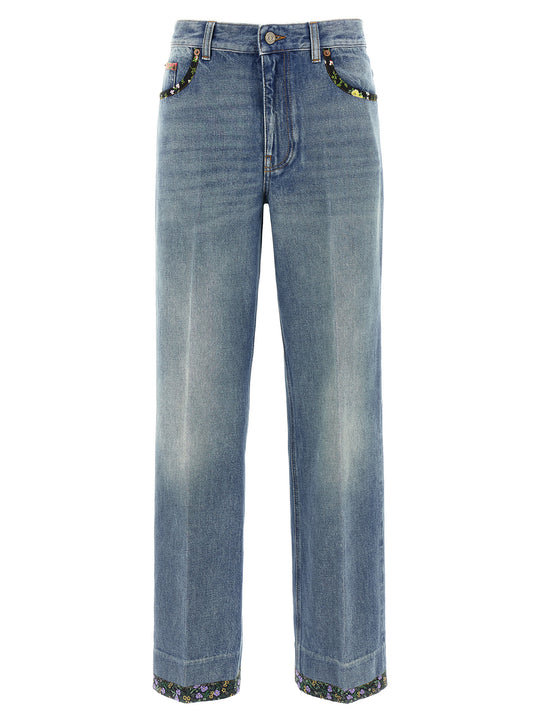 Valentino Garavani Floral Jeans Blue