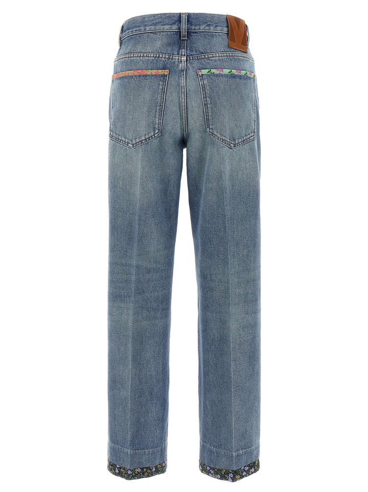Valentino Garavani Valentino Garavani Floral Jeans - Blue | 52e04803c7dd6df149ba5865991709cb7f6f2422
