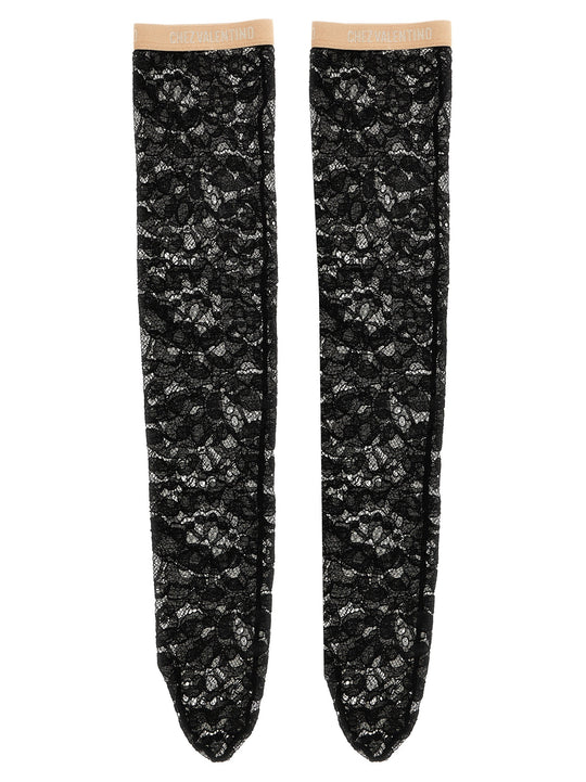 Leg Valentino Garavani Pizzo Rebordè Socks Black