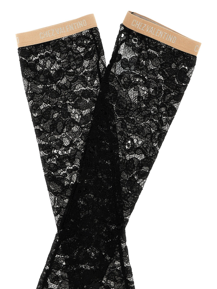 Valentino Garavani Leg Valentino Garavani Pizzo Rebordè Socks - Black | ac6047ea6488ec9536effd0098ac91390e49afba