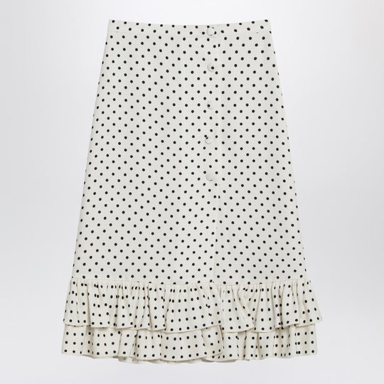 Ivory Polka-Dot Skirt With Ruffles