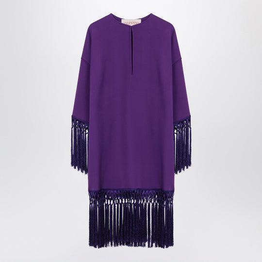 Silk Purple Dress With Fringes