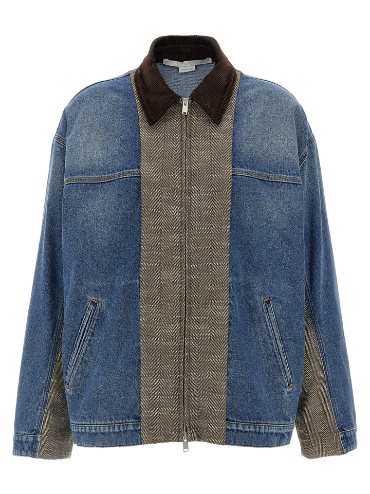 Tweed Insert Denim Jacket Casual Jackets, Parka Multicolor