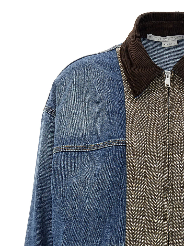 Tweed Insert Denim Jacket Casual Jackets, Parka Multicolor