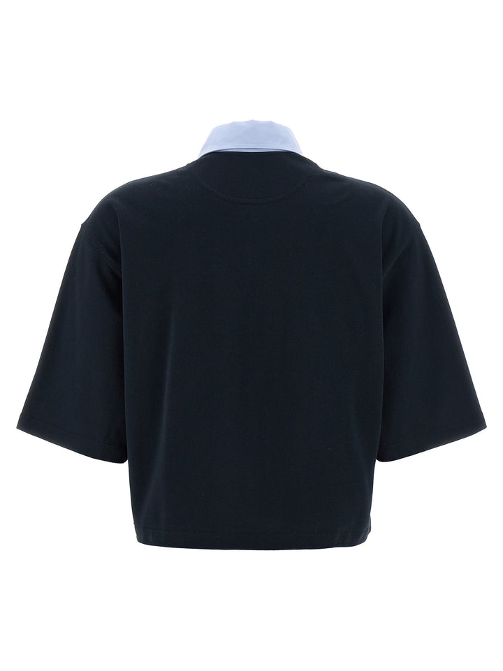 Stella Mccartney Cropped Piquet Polo - Blue | 3cb3e94107f5fdb780c7ebe1dd529056dde489dc