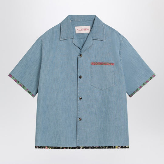 Denim Shirt With Floral Trims