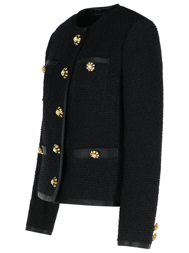 Short Jacket With Jewel Buttons Jackets Black
