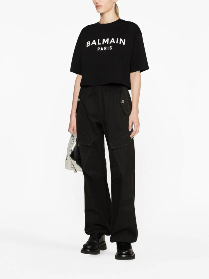 Balmain printed cropped tshirt