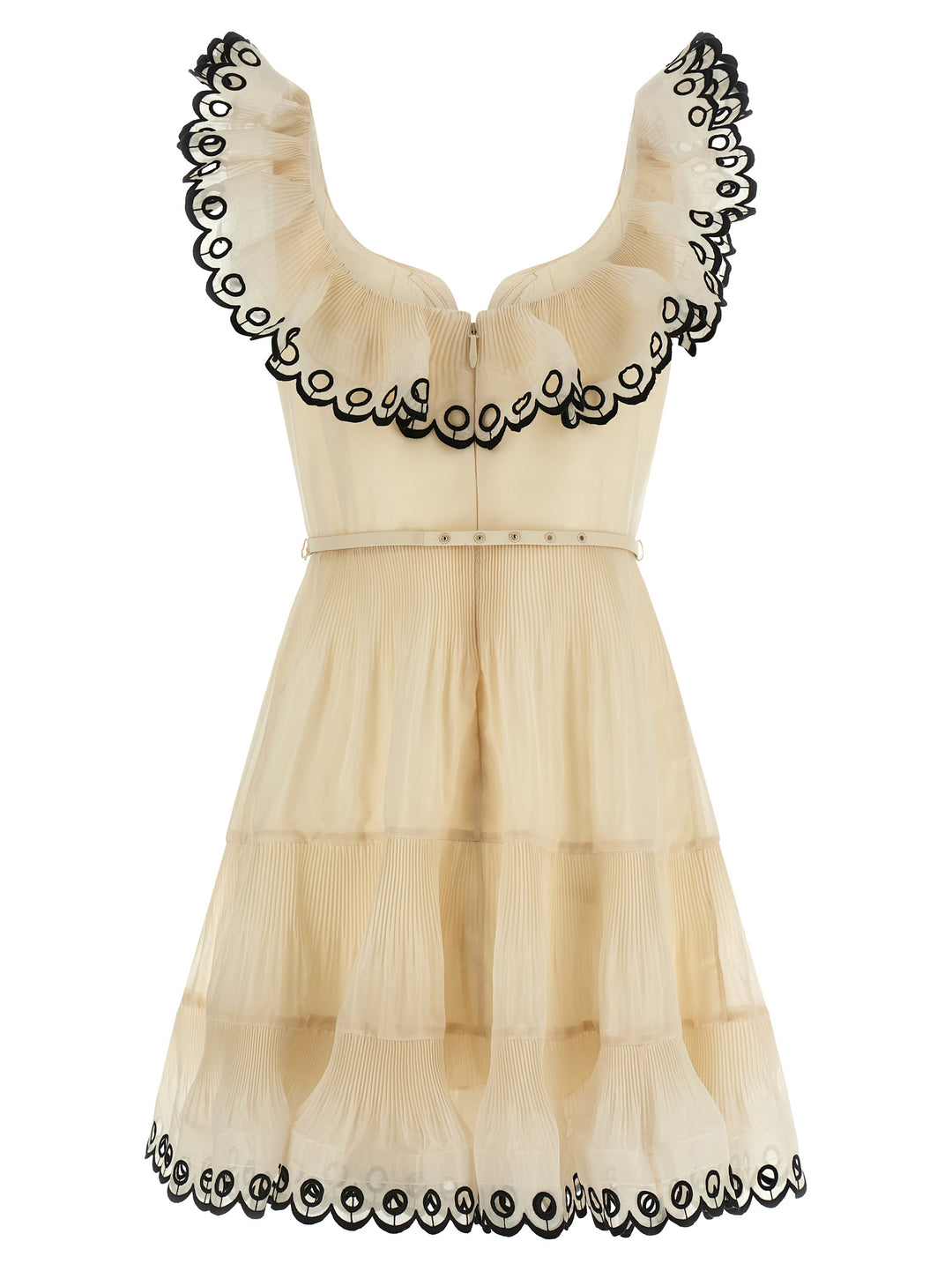 Zimmermann Embroidered Frilled Mini Dresses - Beige | 2780f863e2b03000413630b259c1c2195377f54e