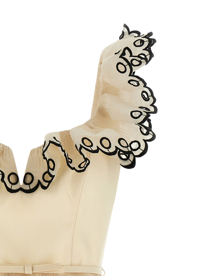 Zimmermann Embroidered Frilled Mini Dresses - Beige | 1f281eb5e2084718f76aac6b57868b6ace1f1b00