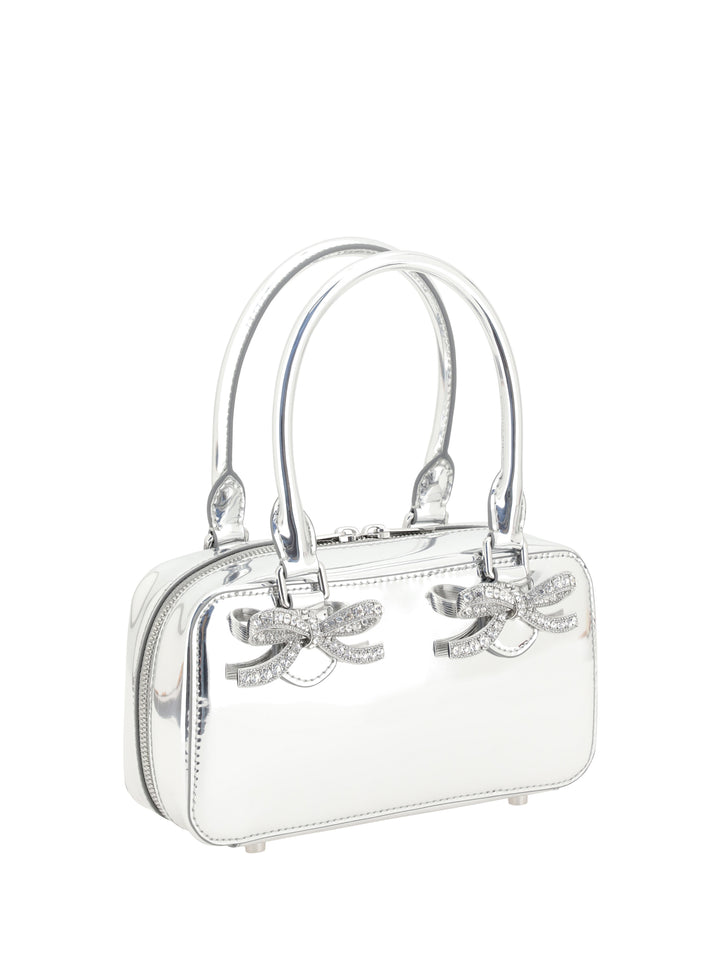 METALLIC SILVER LEATHER MINI TOTE BAG