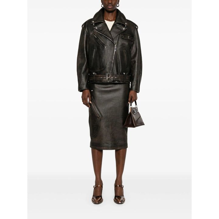 Alexander Mcqueen Leather Skirts - Brown, Black | cb7565c8cebdc5fef5c2a57af14b07e9b4974ce6