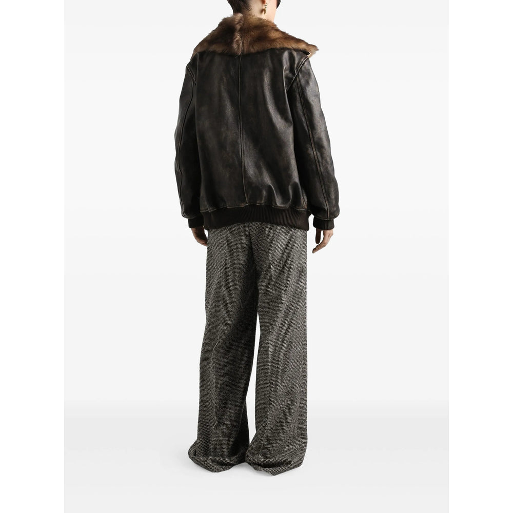 Dolce & Gabbana Leather Outerwears - Brown | f39e1d6da4fd97fd9b925af67a18099a511baa69