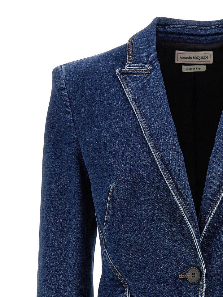 Denim Blazer Blazer And Suits Blue