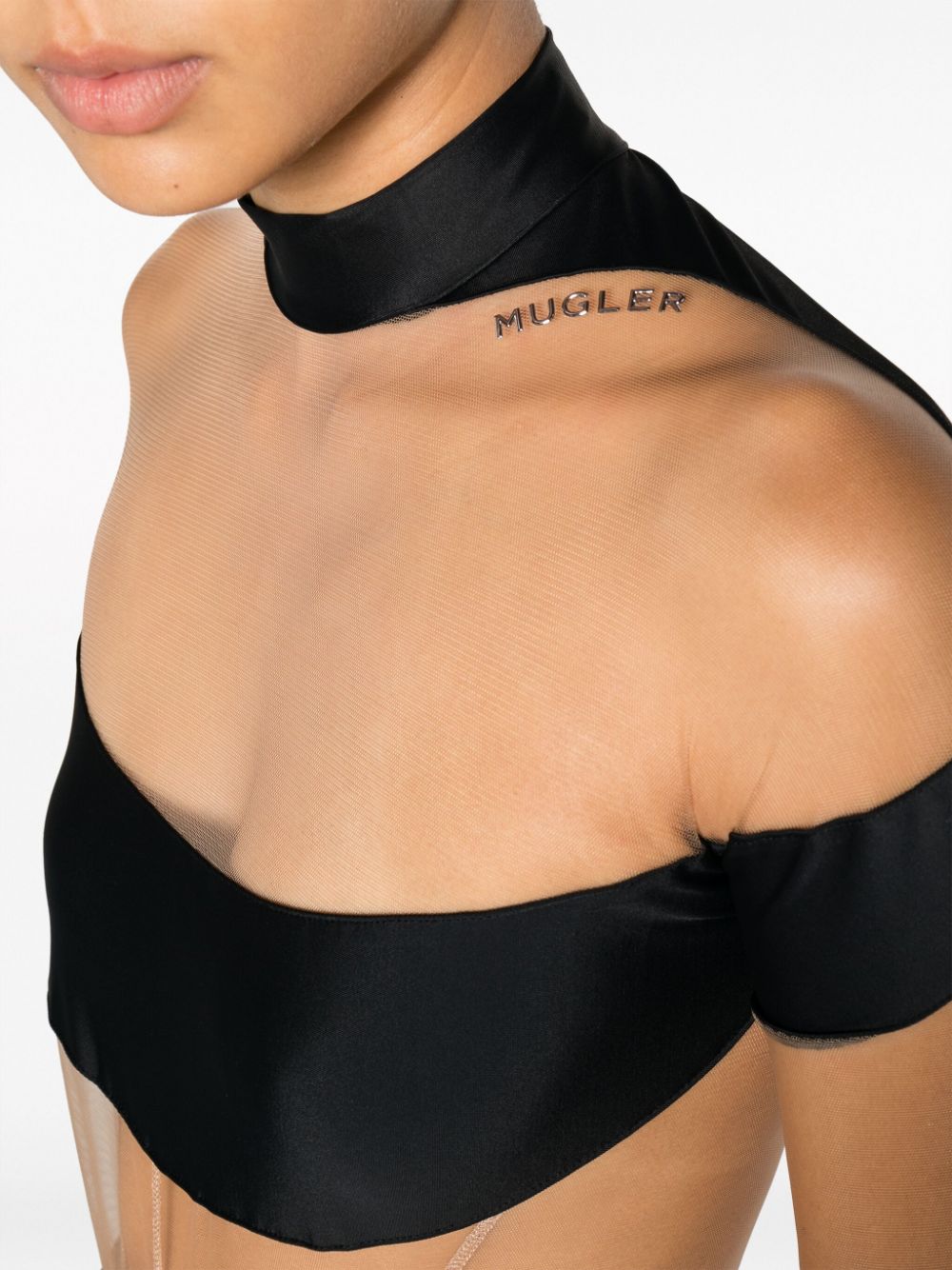 Illusion bodysuit with semi-transparent details