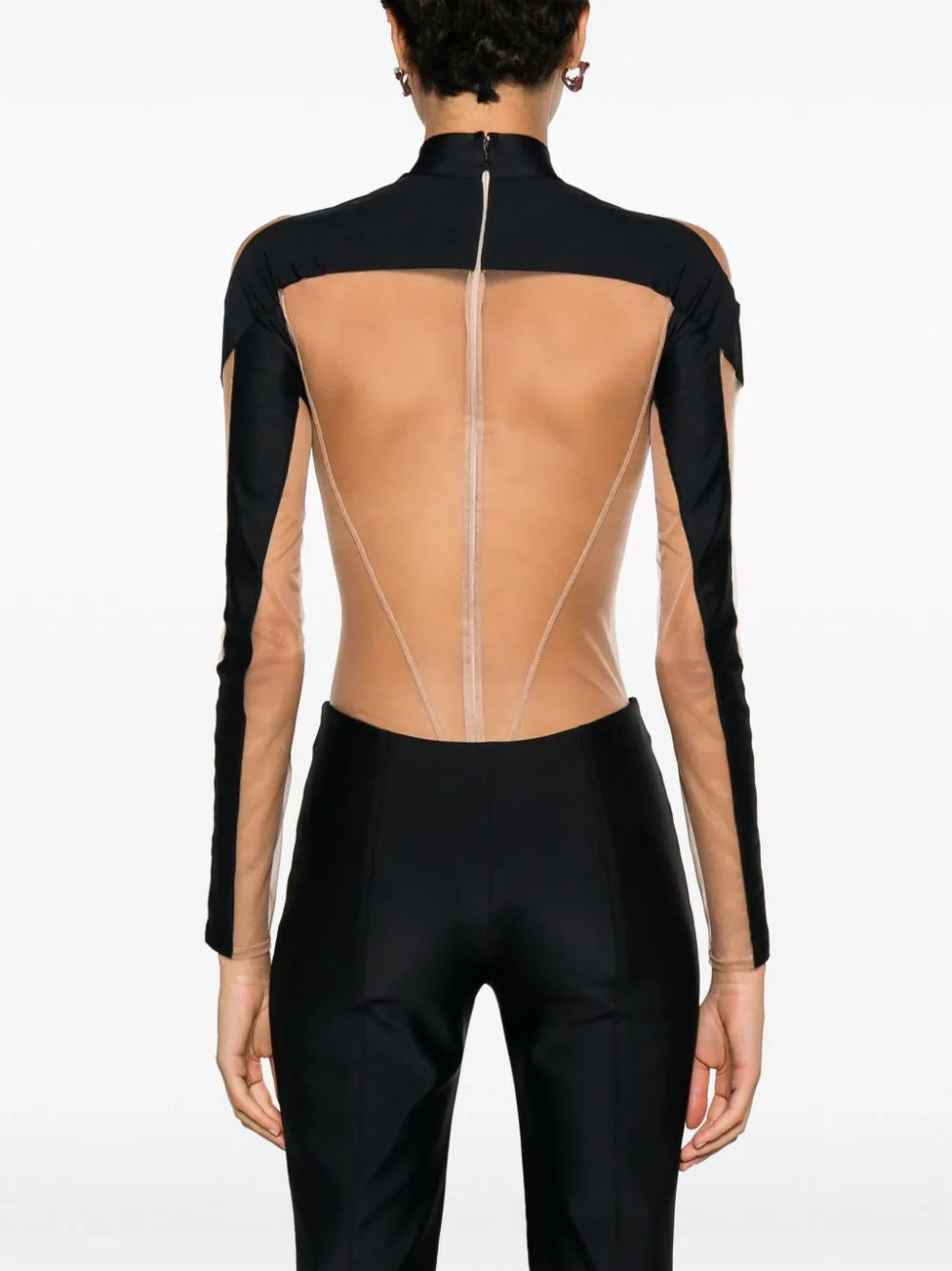 Illusion bodysuit with semi-transparent details