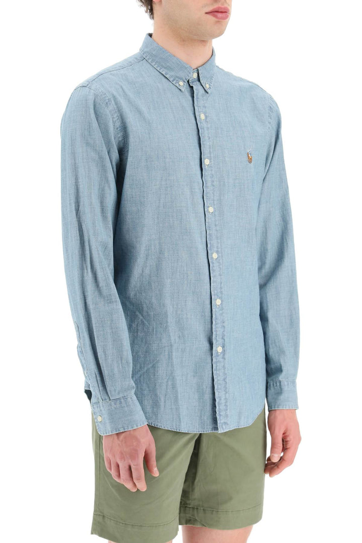 Slim Fit Shirt In Stone Washed Chambray