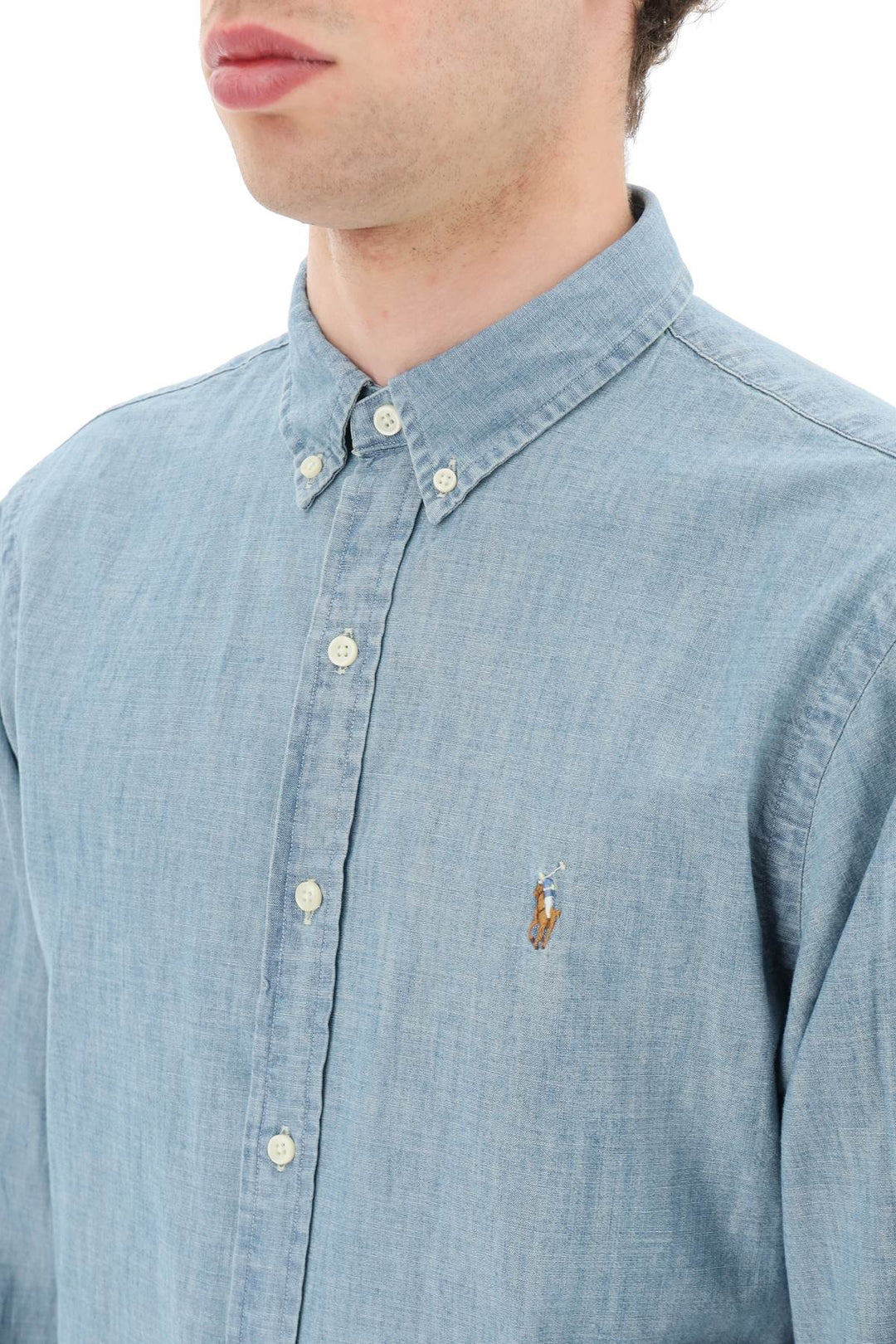 Slim Fit Shirt In Stone Washed Chambray