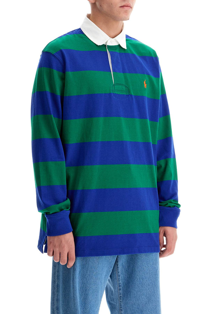 Long Sleeved Striped Polo Shirt For