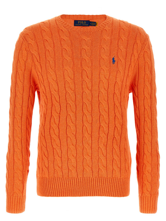 Cotton Braided Sweater Sweaters And Cardigans Orange