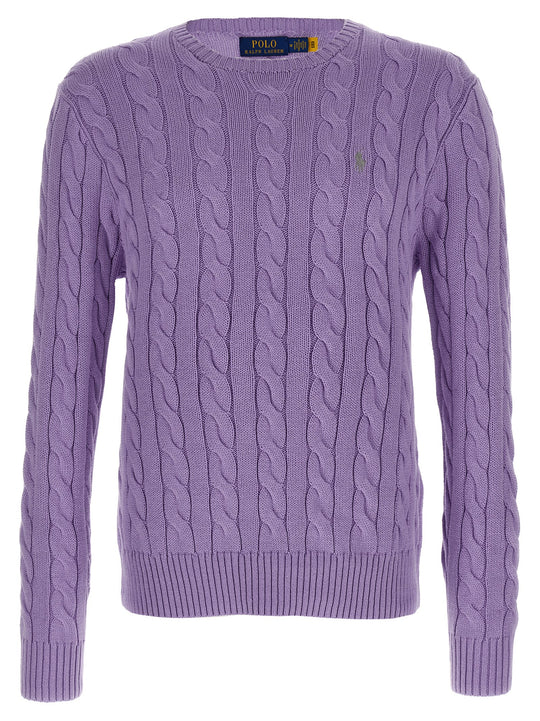 Cotton Braided Sweater Sweaters And Cardigans Purple