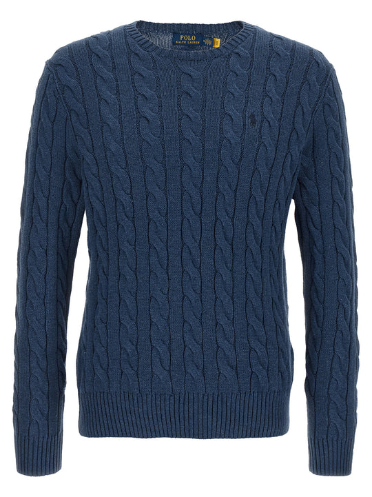 Cotton Braided Sweater Sweaters And Cardigans Blue
