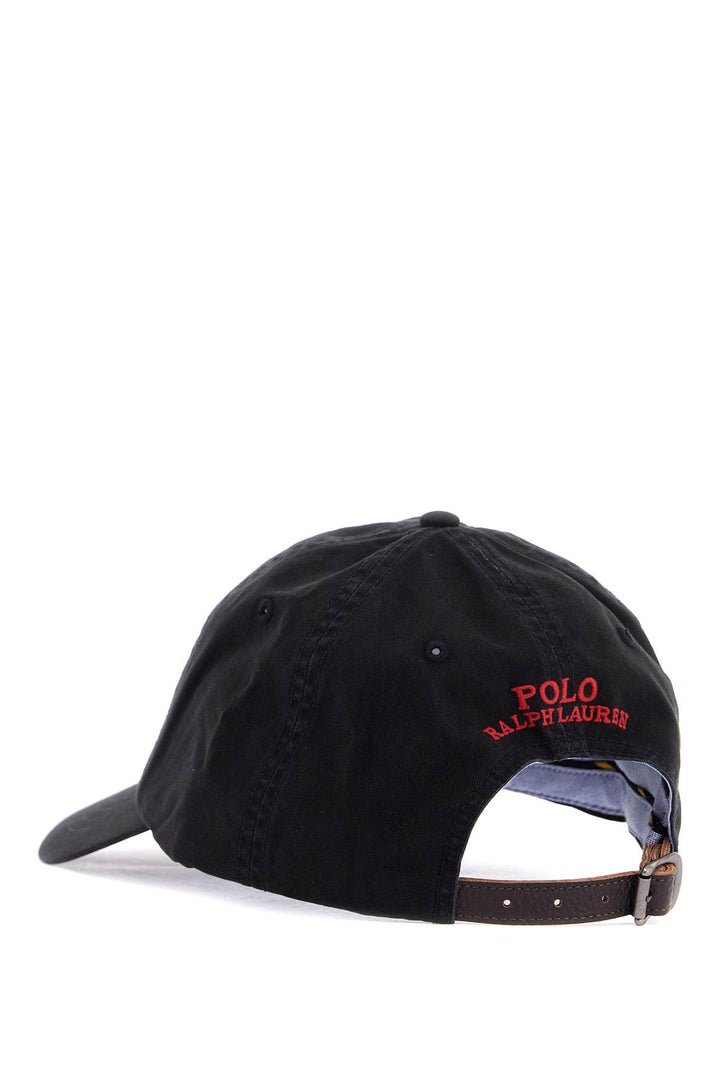 Black Cotton Cap With Logo Embroidery