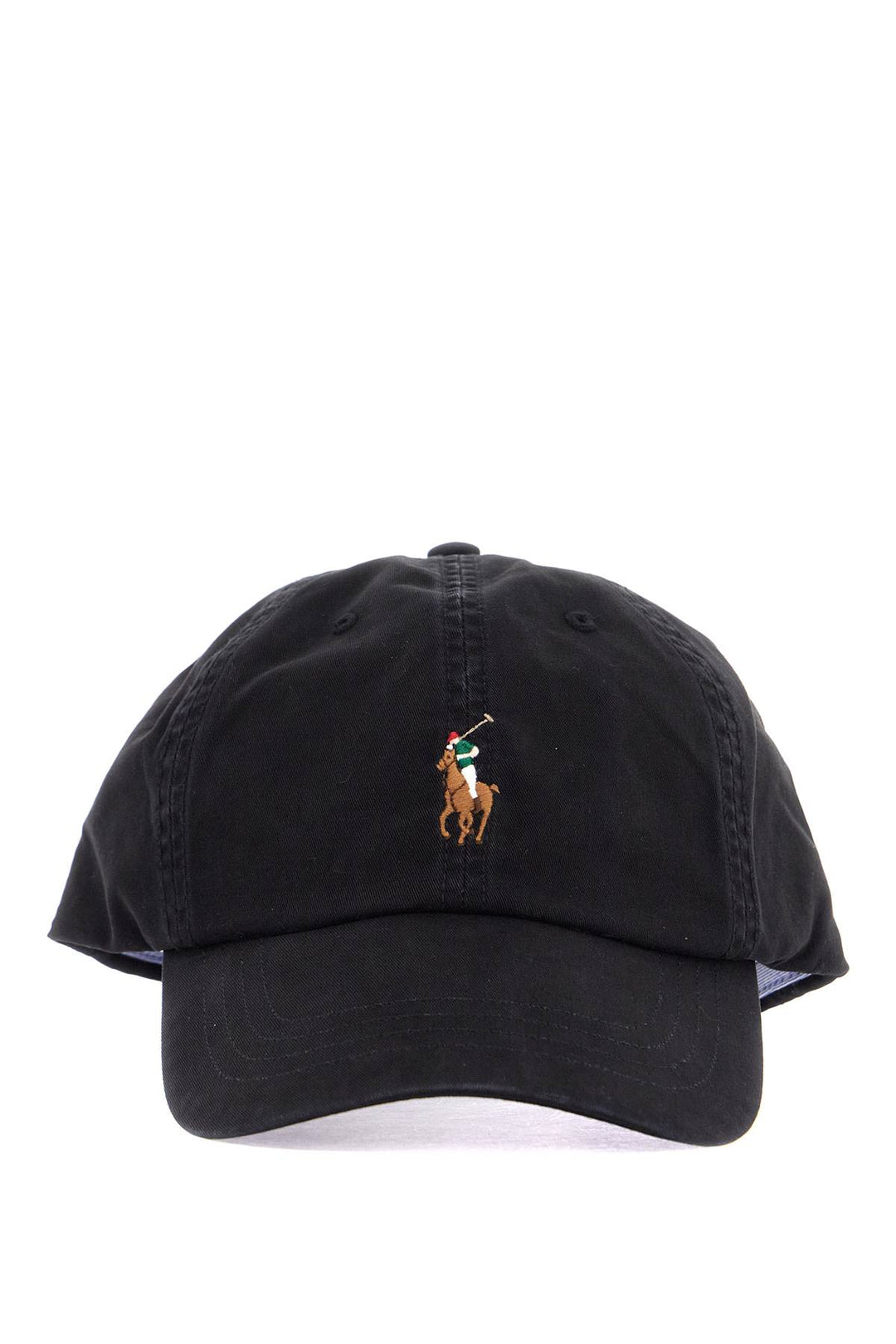 Black Cotton Cap With Logo Embroidery