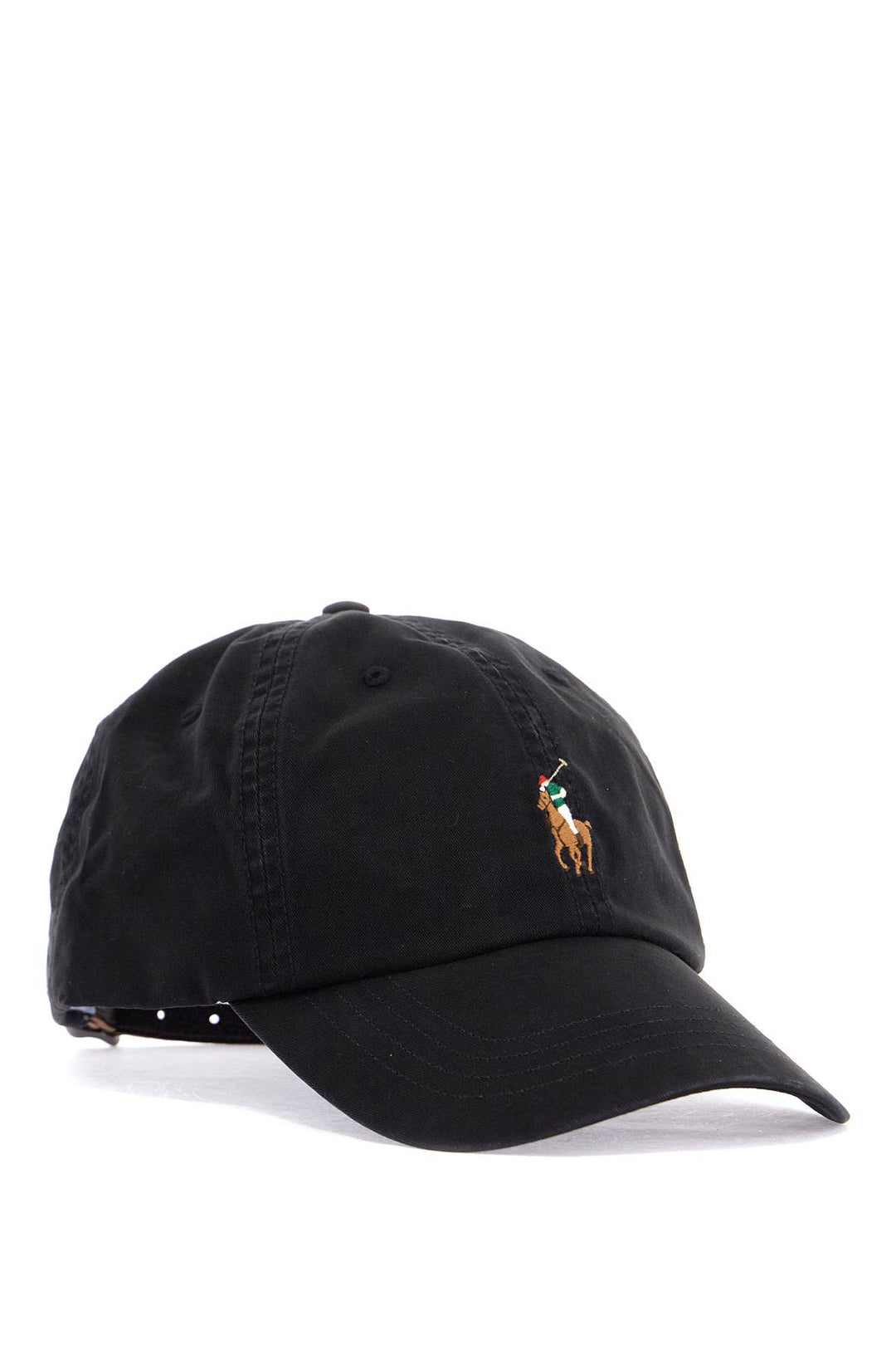 Black Cotton Cap With Logo Embroidery