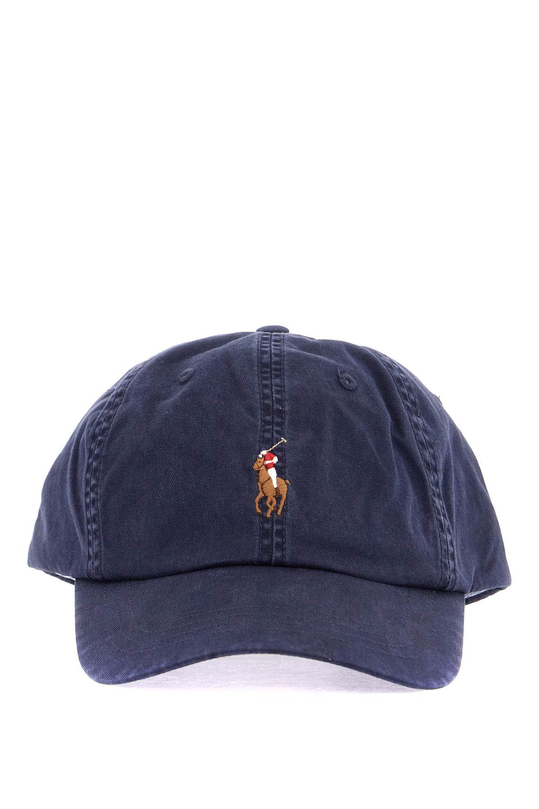 Dark Blue Cotton Cap With Curved Brim