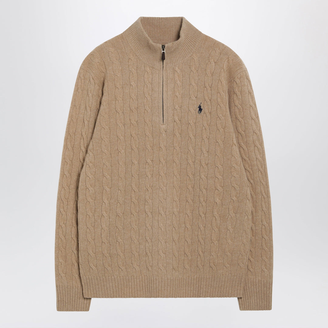Polo Ralph Lauren Camel Cable-Knit Sweater In Wool And Cashmere