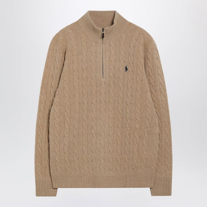 Polo Ralph Lauren Camel Cable-Knit Sweater In Wool And Cashmere