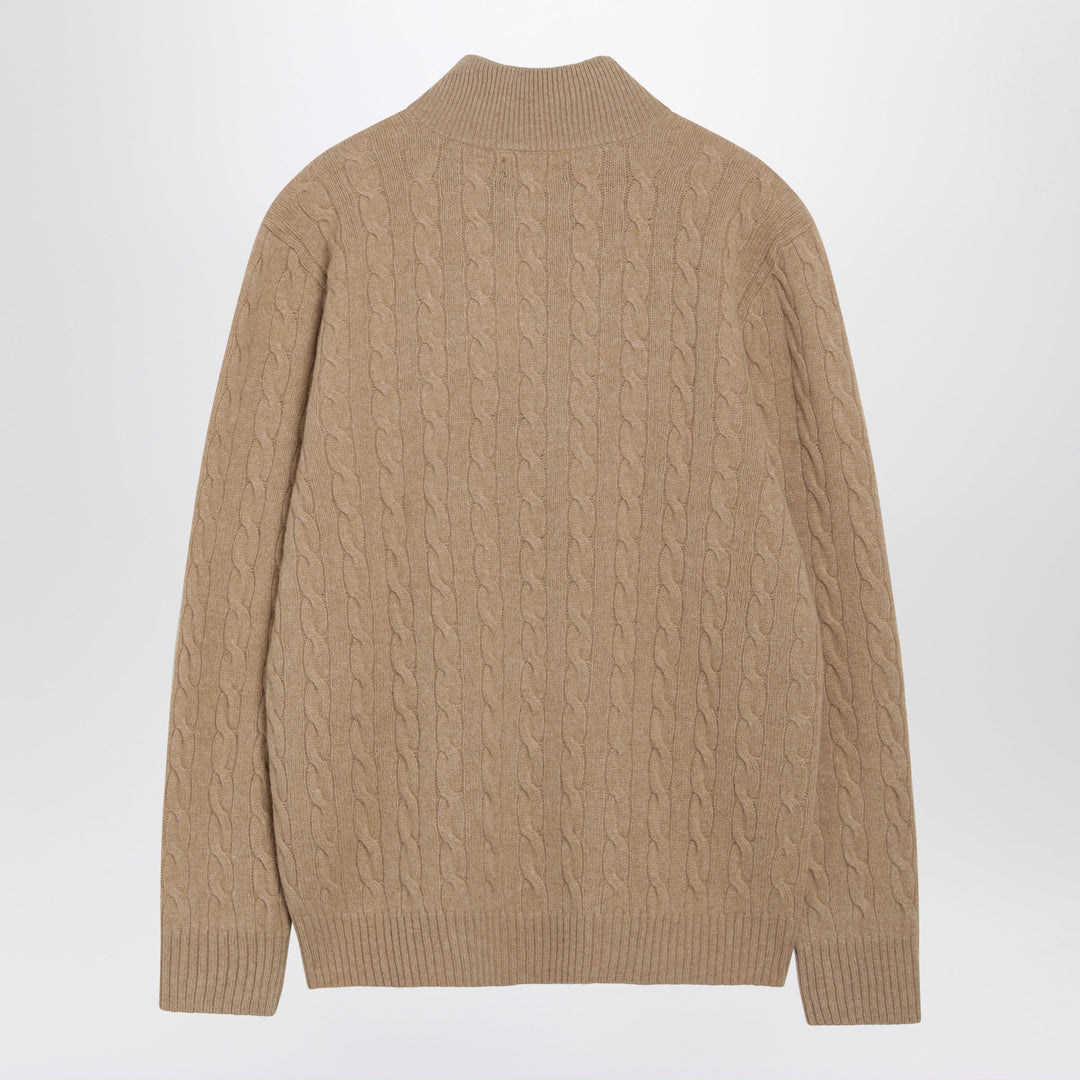 Polo Ralph Lauren Camel Cable-Knit Sweater In Wool And Cashmere