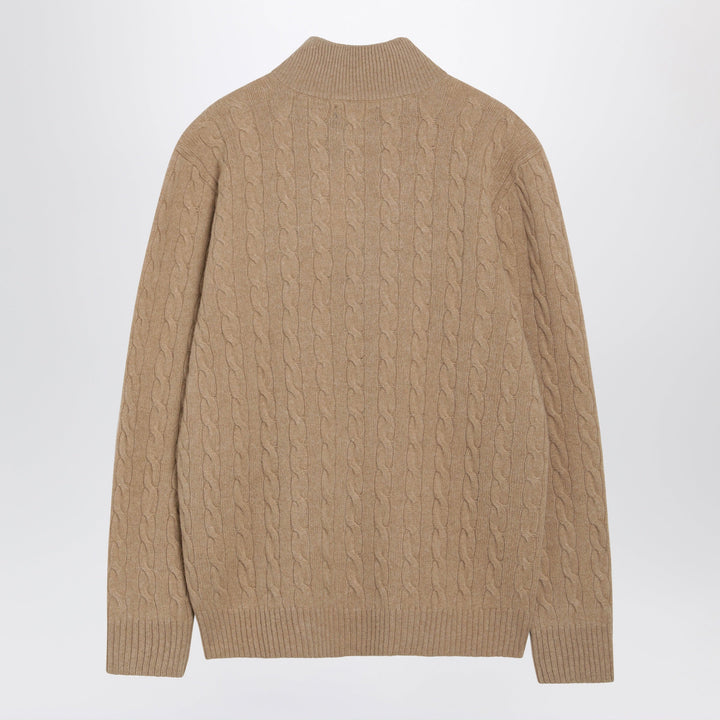 Polo Ralph Lauren Camel Cable-Knit Sweater In Wool And Cashmere