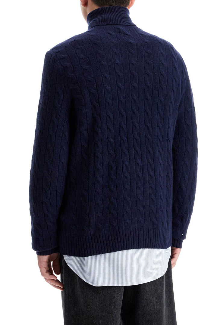 High Neck Wool And Cashmere Cable Knit Pullover Sweater