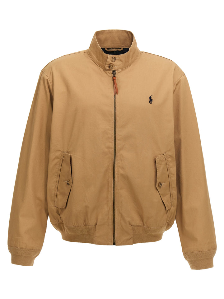 Logo Embroidery Bomber Jacket Casual Jackets, Parka Beige