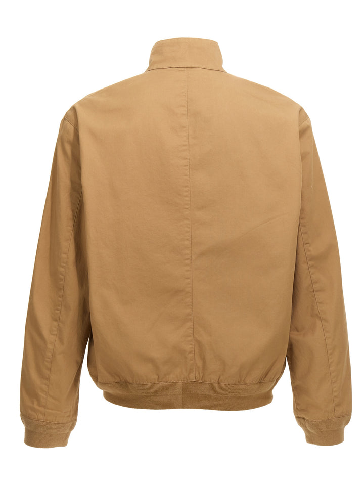 Logo Embroidery Bomber Jacket Casual Jackets, Parka Beige