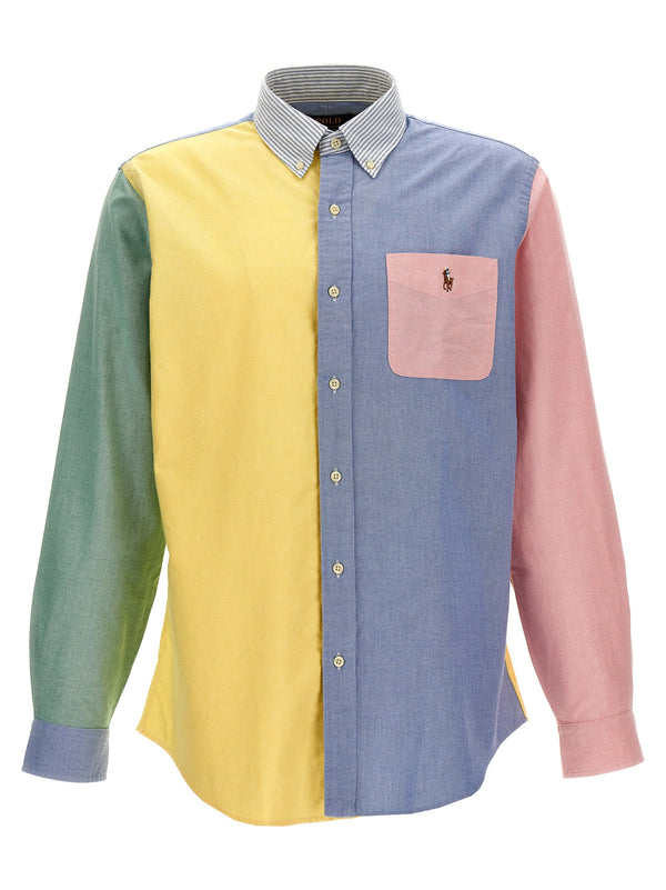 Patchwork Shirt With Logo Embroidery Shirt And Blouse Multicolor