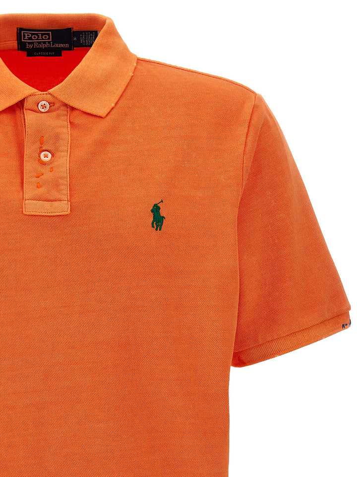 Logo Embroidery  Shirt Polo Orange