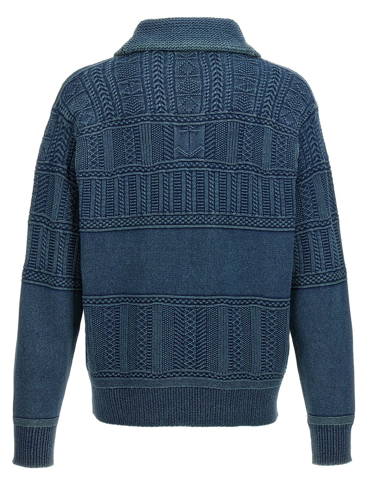 Logo Intarsia Cardigan Sweater, Cardigans Blue