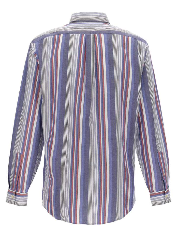 Logo Embroidery Striped Shirt Shirt, Blouse Multicolor