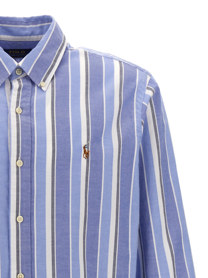 Logo Embroidery Striped Shirt Shirt, Blouse Multicolor