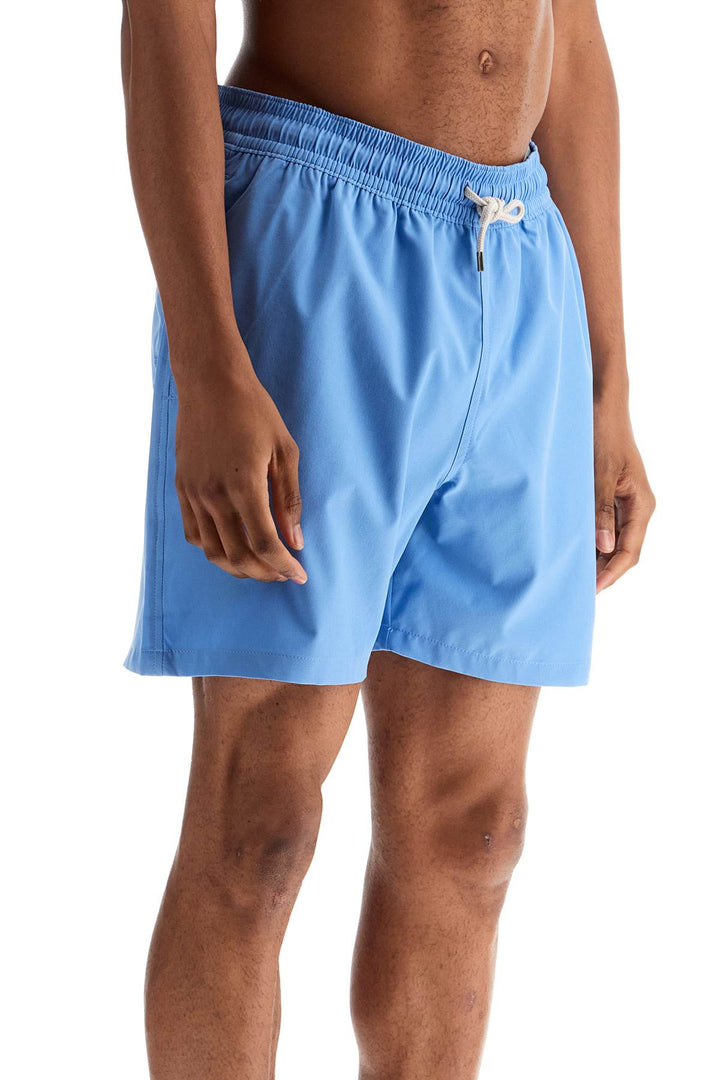 Blue Recycled Polyester Swim Trunks With Embroidered Logo