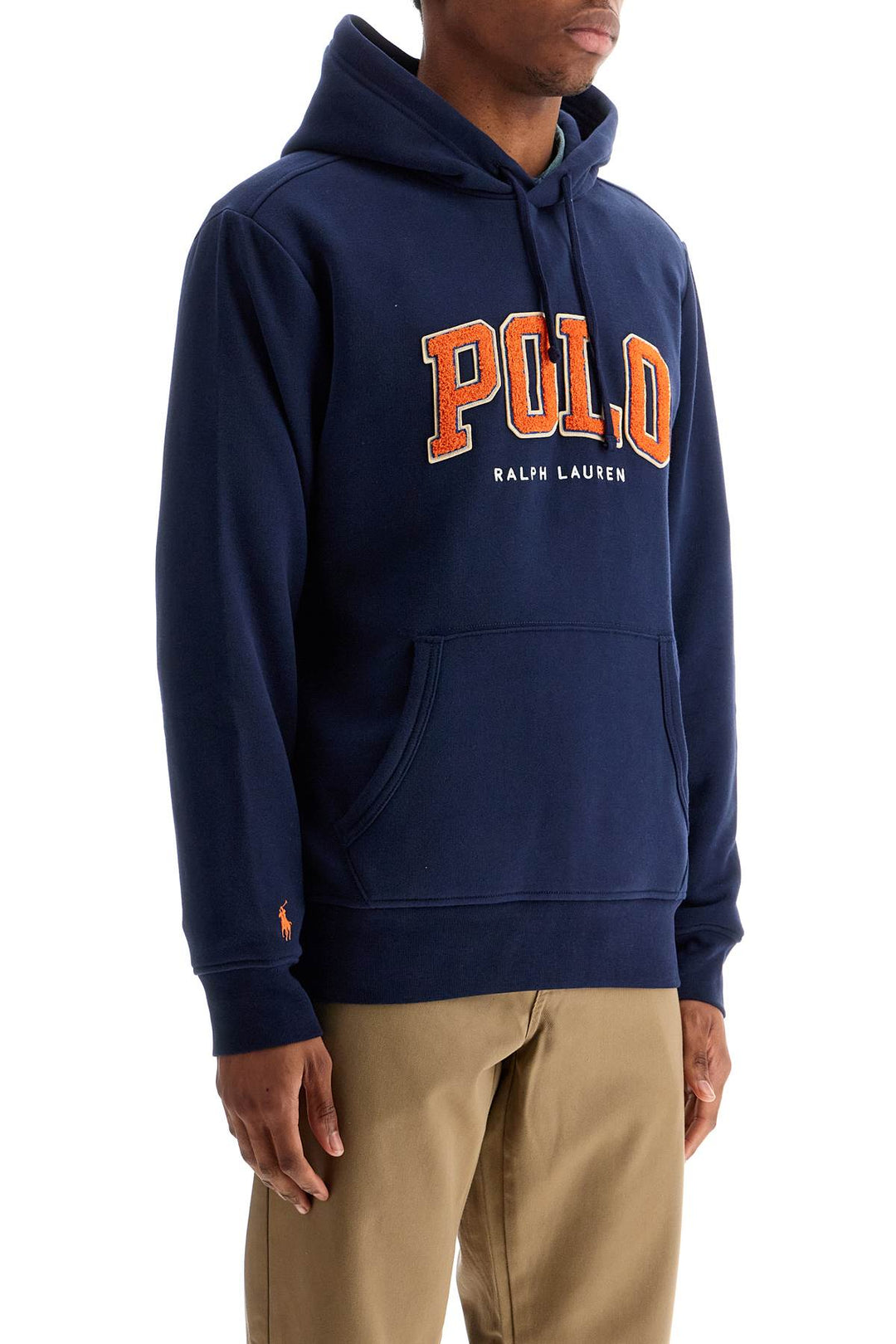 Blue Cotton And Polyester Hoodie With Embroidered Logo