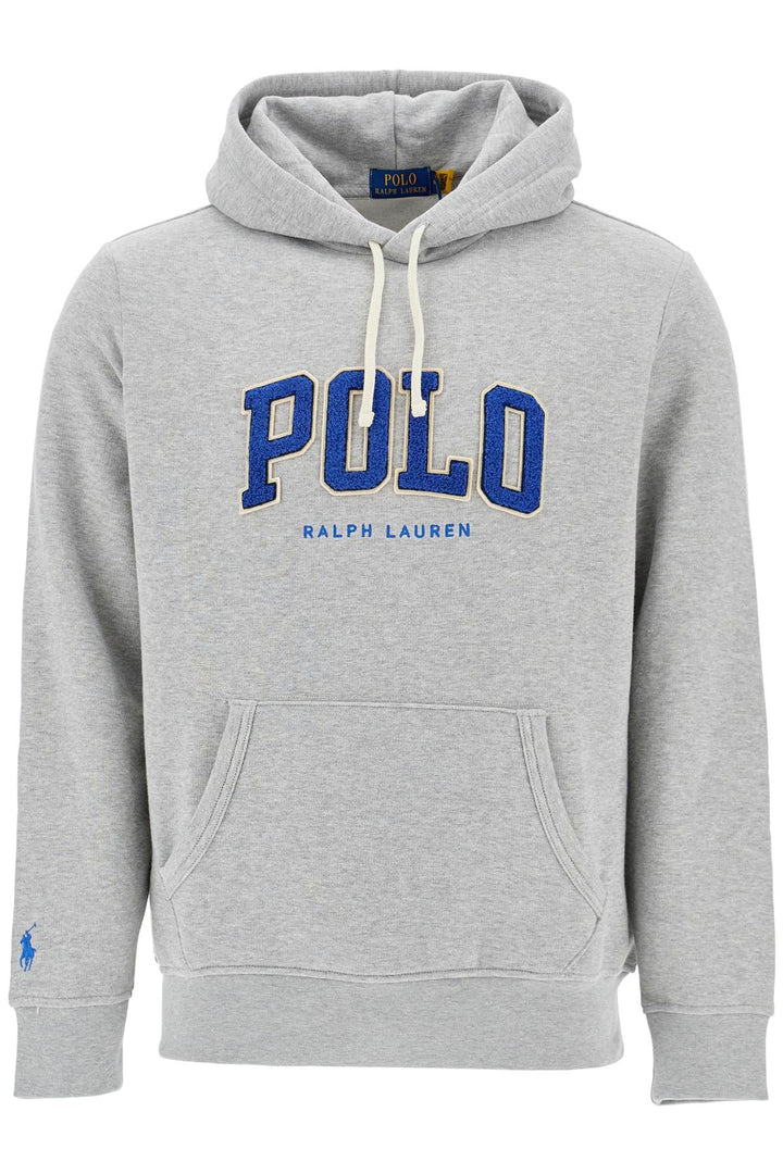 Men's Gray Cotton Zip Hoodie With Polo Logo