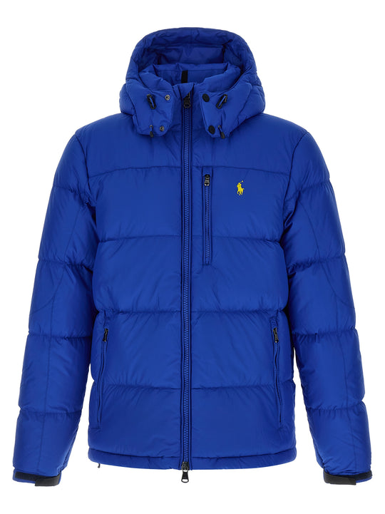 Logo Embroidery Down Jacket Puffer Jackets Blue