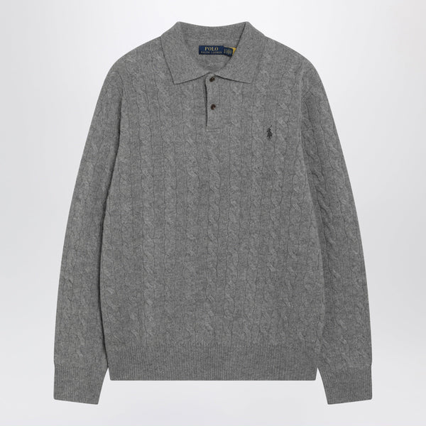Grey Cable Knit Sweater In Wool And Cashmere