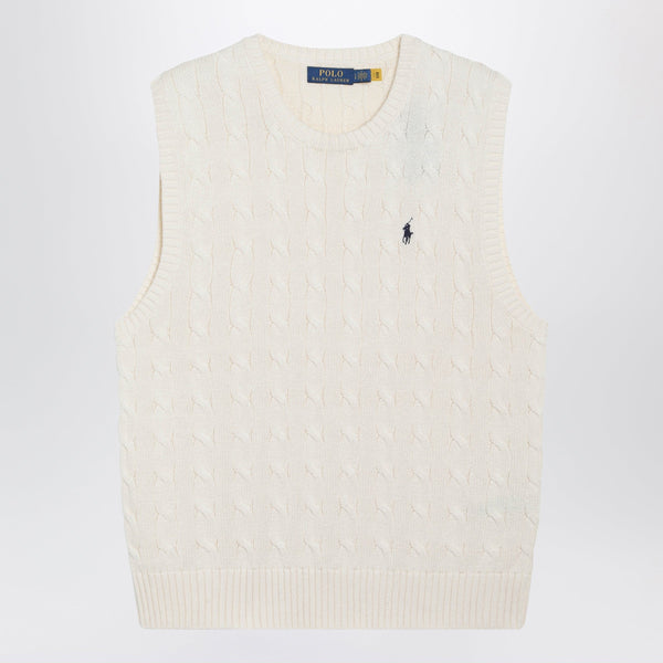 Cream-Colored Woven Cotton Vest