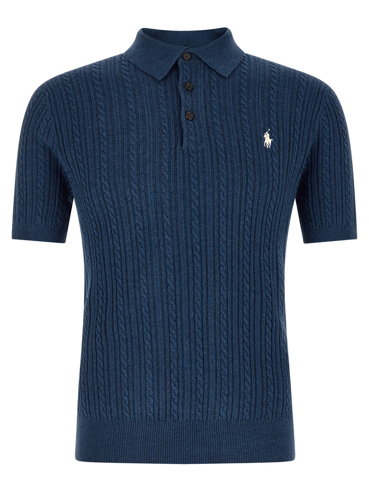 Polo Ralph Lauren Braided  Sweater Polo - Blue | cbdad3ce5531e8b0b080a472103e047d49f2511a